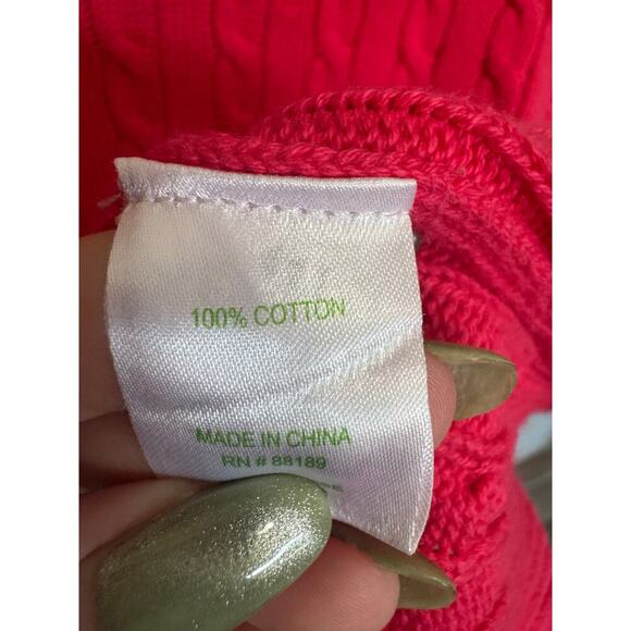 Lilly Pulitzer Seana Cable Knit Sweater Crewneck Pullover Hot Pink Size Medium - Picture 8 of 10